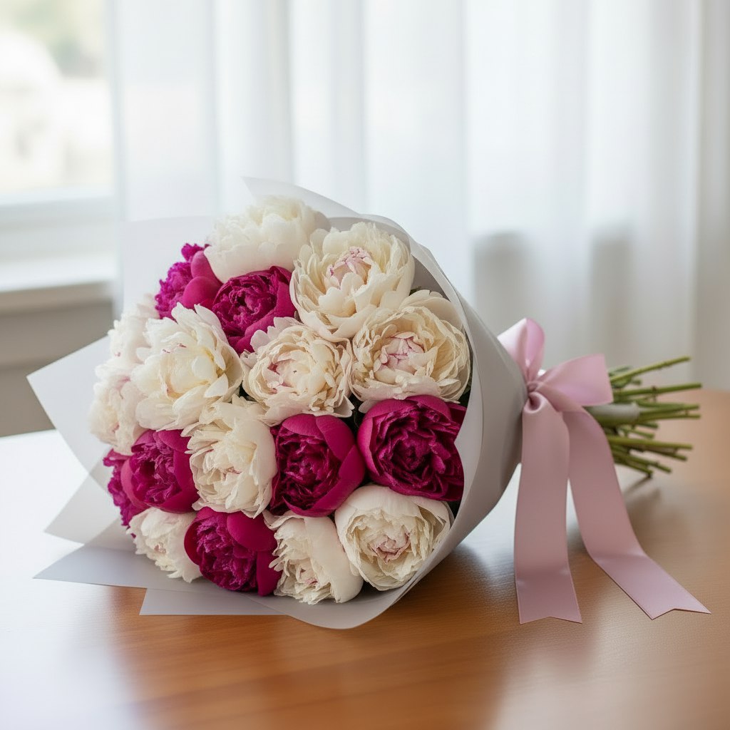 Монобукет из пионов